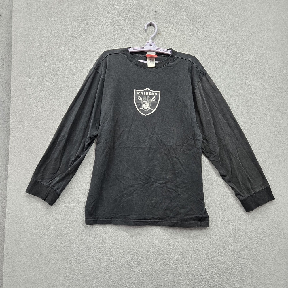 Las Vegas Raiders Men Shirt M Black Team Logo Graphic Print Long Sleeve NFL